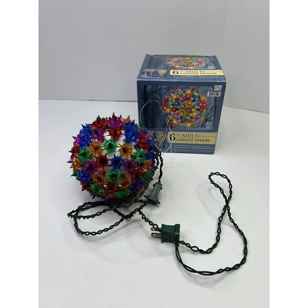 Hanging Christmas Light Sphere Multi-colored 100 Lights Indoor + Outdoor Works